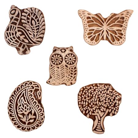 Set of 5 Piece New Mix Wooden Printing Block